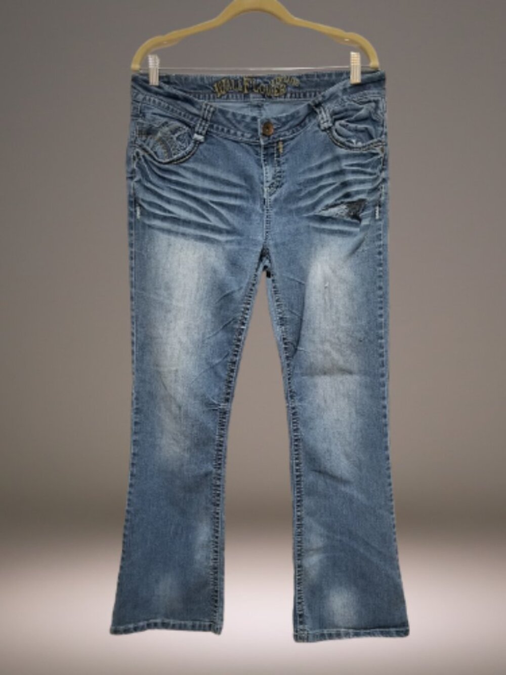 WallFlower Legendary Bootcut Jeans Juniors 15 Embellished Y2K Medium Wash